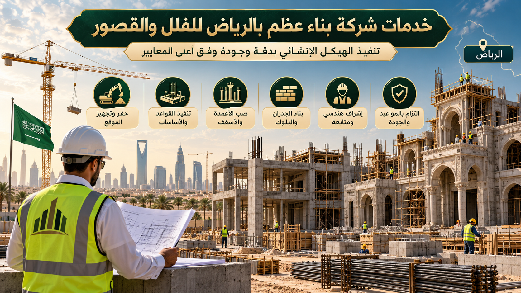 خدمات شركة بناء عظم بالرياض للفلل والقصور